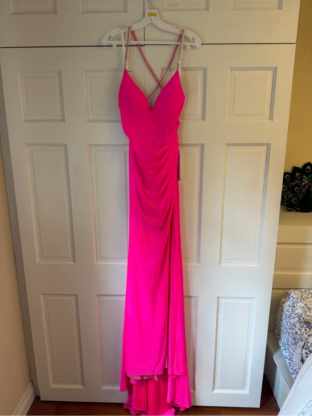 Alyce Paris Hot Pink Spaghetti-Strap Maxi Gown